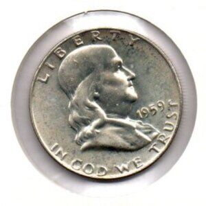 1959-D Franklin Silver Half Dollar... Uncirculated... In Protective Sleeve